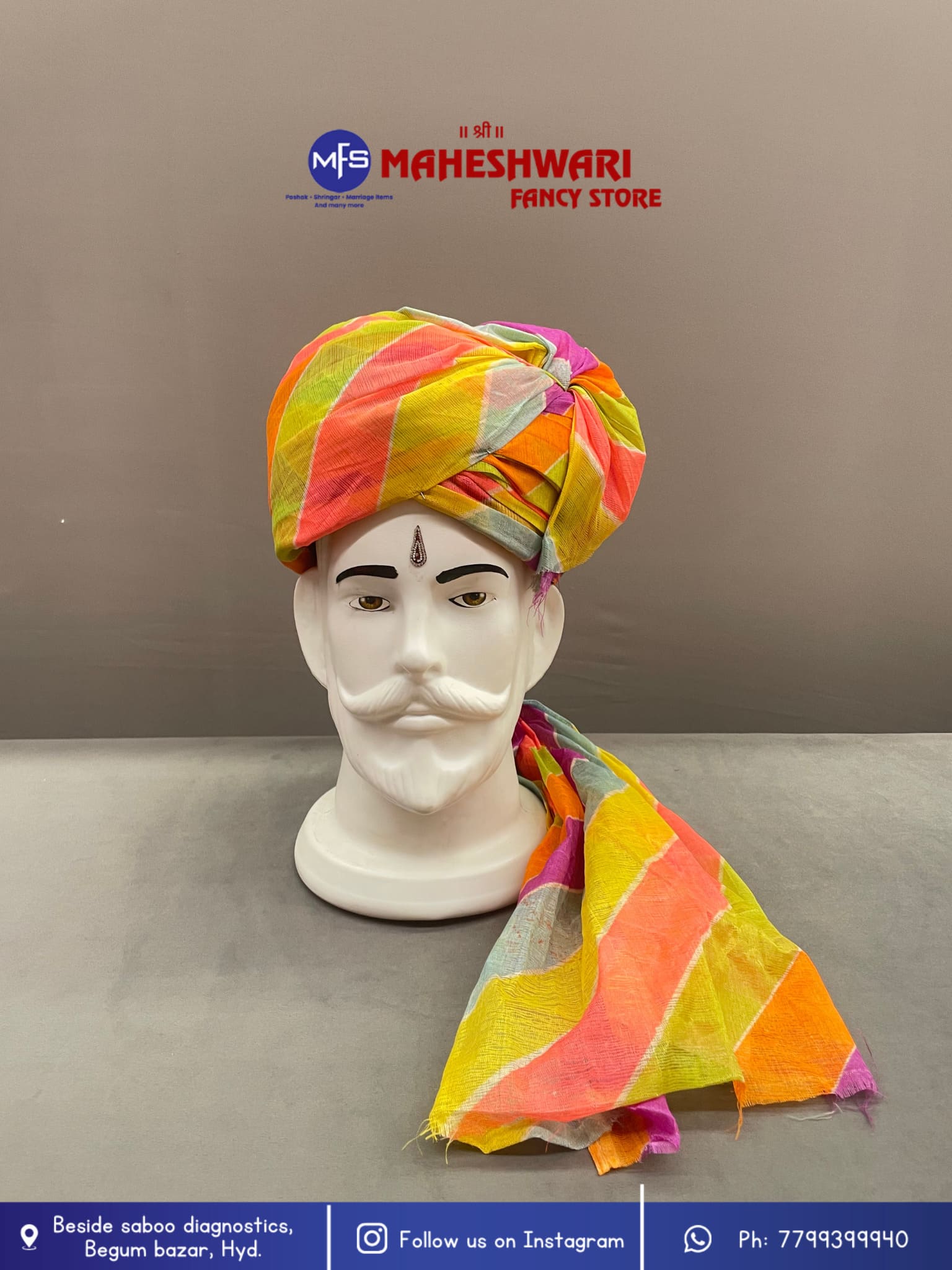 Digital Checks Satrangi Barati Pagdi Fabric